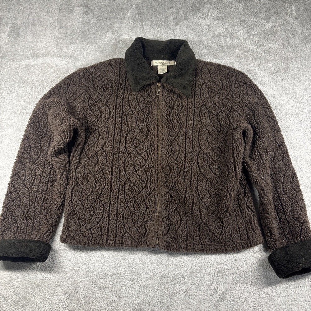 B.C. Clothing Co‎ Women's Full Zip Cropped Fleece Jacket Brown Size Large